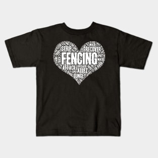 Fencing Heart Saber Epee Fence Gift graphic Kids T-Shirt